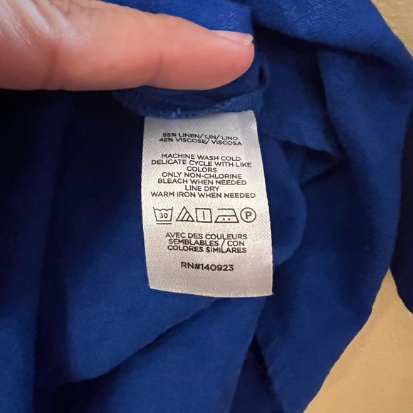 Loft Women's Front Tie Linen Blend Button Down Top Size Small Petite - Picture 7 of 9